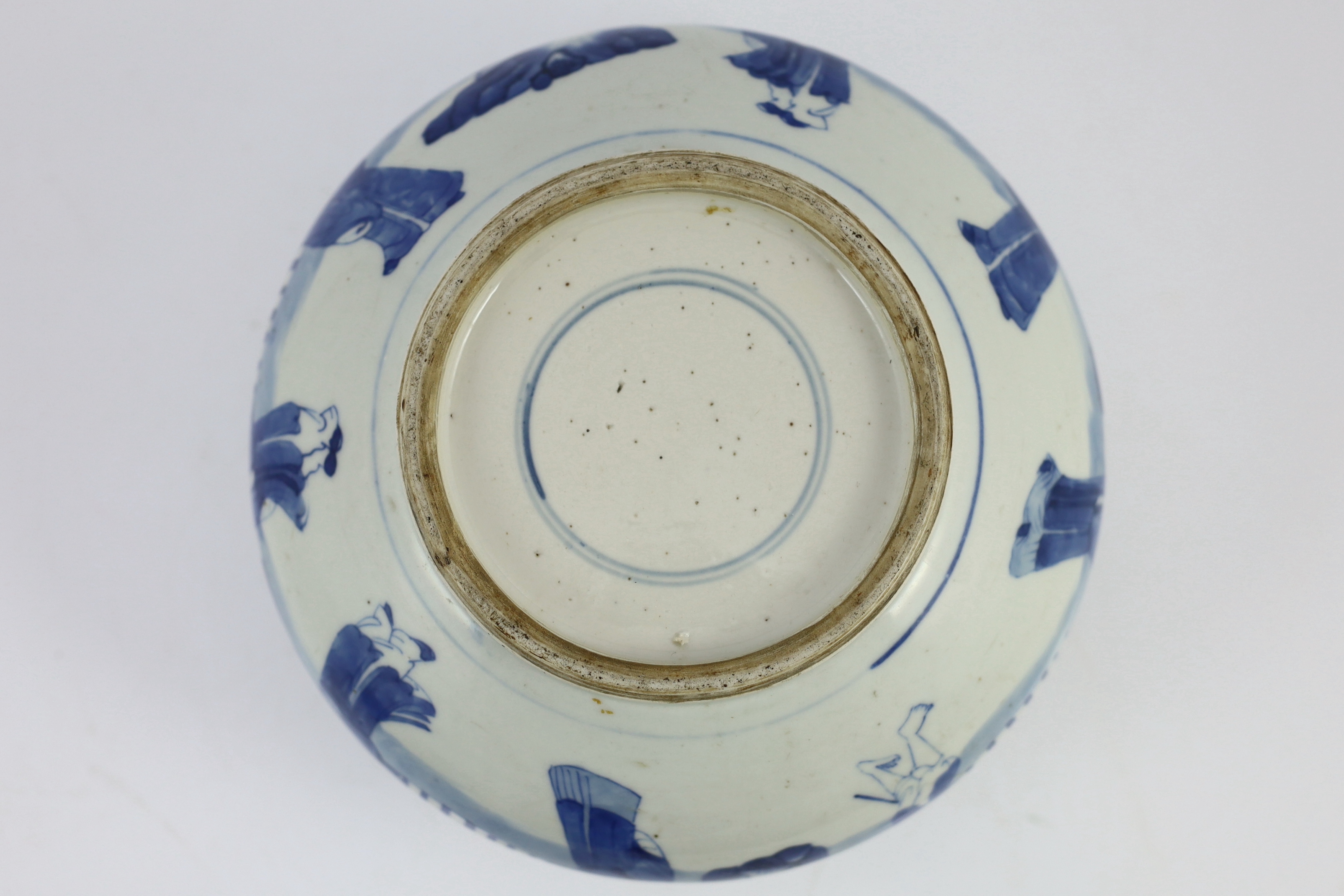 A Chinese blue and white ‘eight immortals’ censer, Kangxi period, rim chip